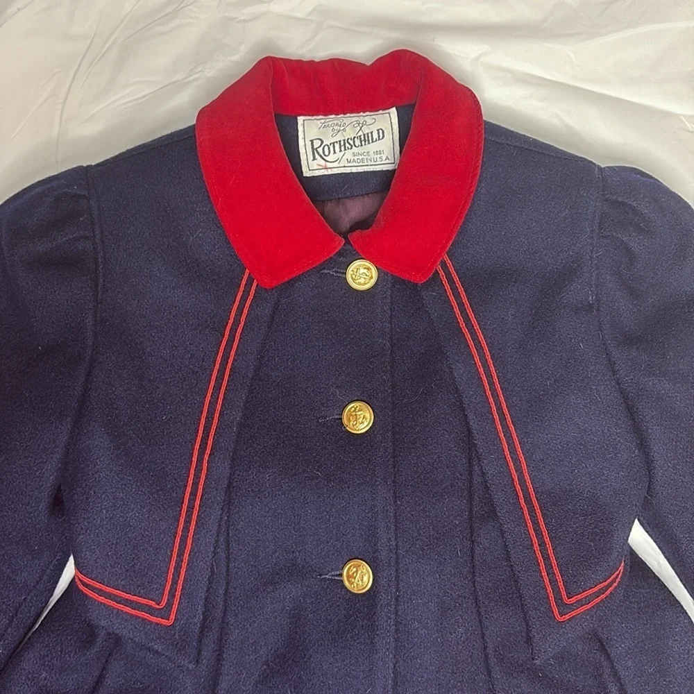⭐️ Rothschild vintage Blue and Red Pea Coat Classic Design- size 5 - Picture 3 of 11